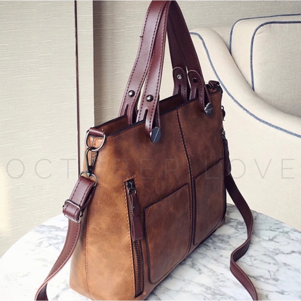 LAST ONE!! Brown Faux Leather Bag - Picture 3 of 9